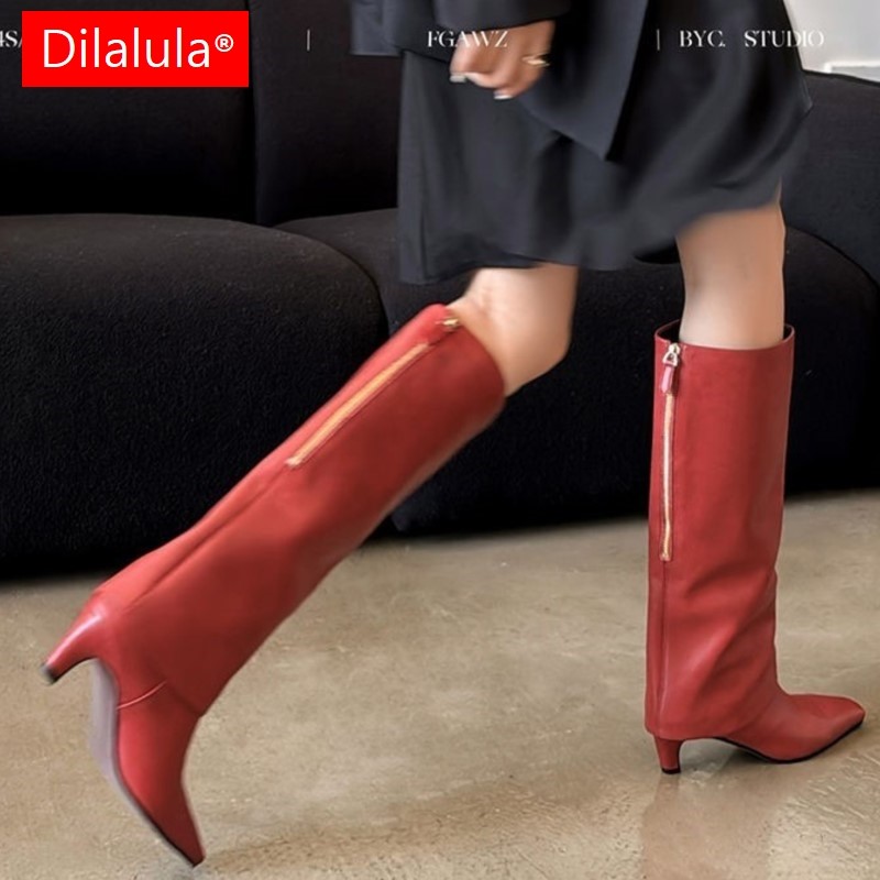 Women'S Fashion Knee High Boots - Dilalula 2026 Sepatu Bot Wanita Kulit