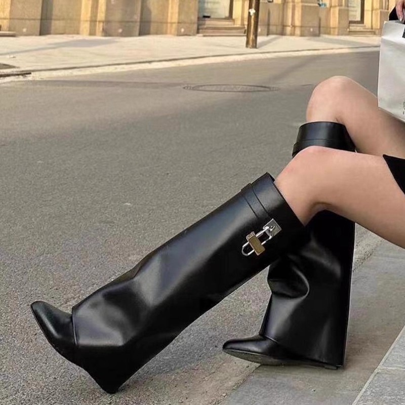 Women'S Fashion Knee High Boots - Sepatu Bot Selutut Wanita Model Wedge-Heel