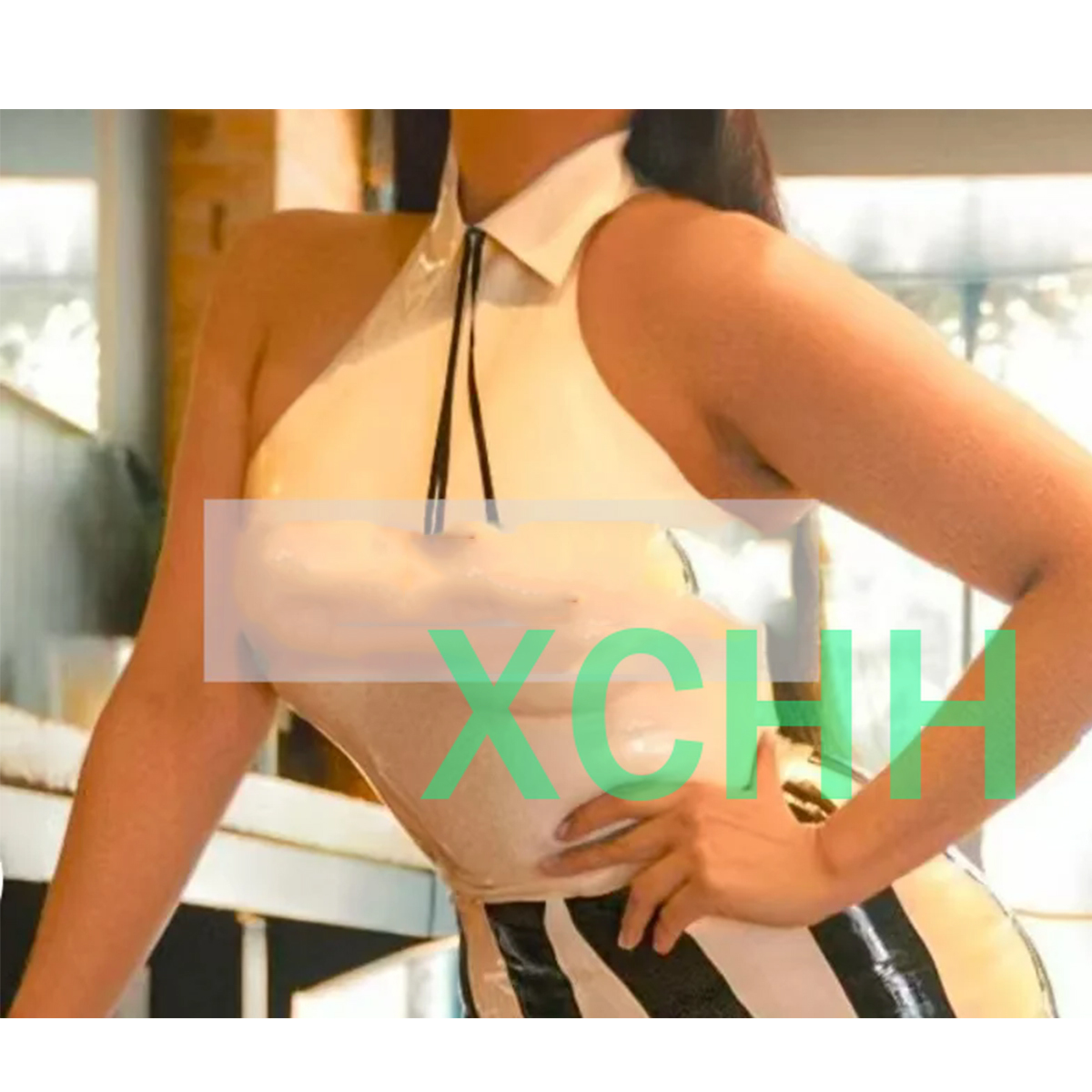 Women'S Fashion Vest Tops - Kemeja Lateks Alami Seksi Wanita Berkerah