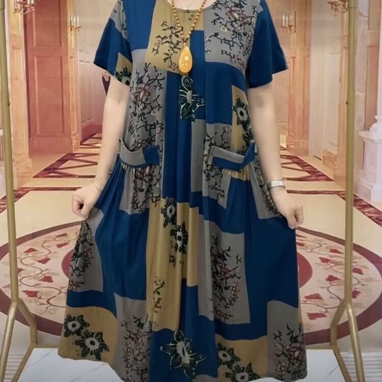 Gaun Katun Linen Bermotif Kota - Women Fashion Over The Years ulasan dan harga