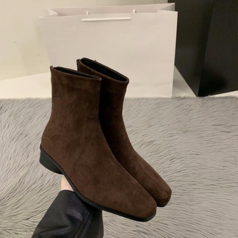 Sepatu Boot Nude Ritsleting Be - Women'S Fashion Korea ulasan dan harga
