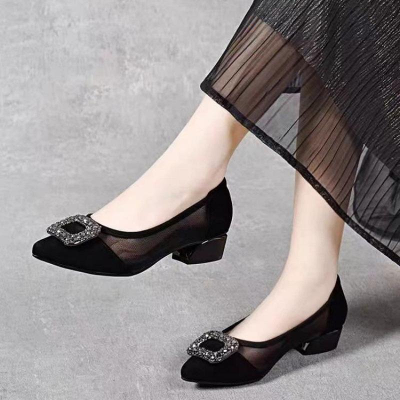 Sepatu Pumps Hak Blok Berujung - Women'S Fashion Shoes ulasan dan harga